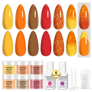Maniküre -Tauch -Kit, 12 Stück, 6 gelbe und orangefarbene Farben, essentielle Basis und Decklackaktivator 12 Hauptverkauf Orange Korsett - №7