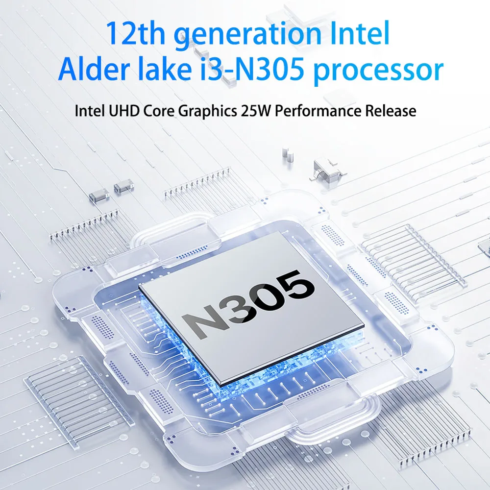 كمبيوتر Lenovo Mini Baiying NUC 12GO Intel Alder Lake i3-N305 Windows حتى 16 جيجابايت رام 512 جيجابايت روم ثنائي النطاق واي فاي بلوتوث USB كمبيوتر