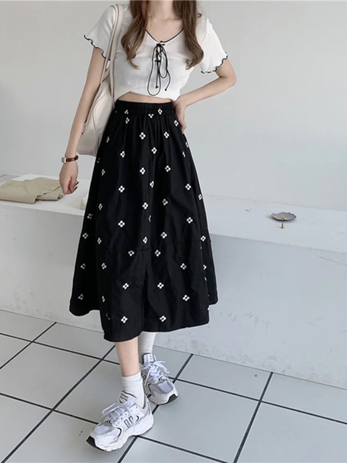 

Юбка-зонтик с высокой талией в стиле ретро, женская весенне-летняя новая универсальная юбка-зонтик средней длины