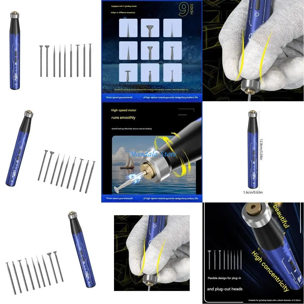 

U2JC Electric Engraving Pen Polishing Pen Rechargeable Professional Engraver Tool for Jewelry Metal Stone