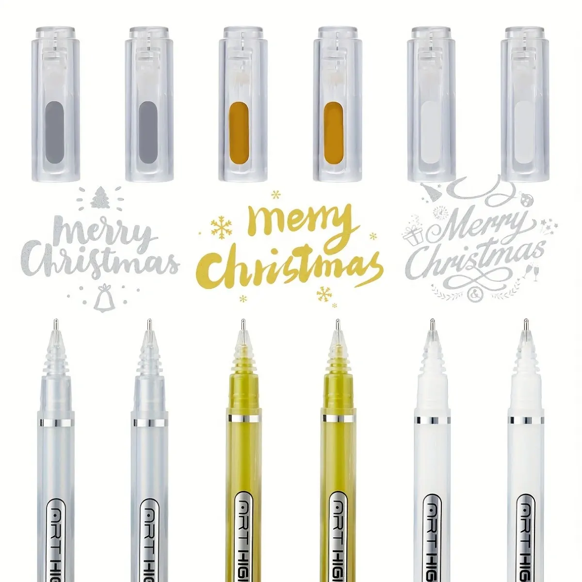 3/6pcs White Gold Silver Gel Pen Set 1mm Fine Point, Smooth Ink Pens for Drawing, Scrapbooking, DIY Art and Card Making