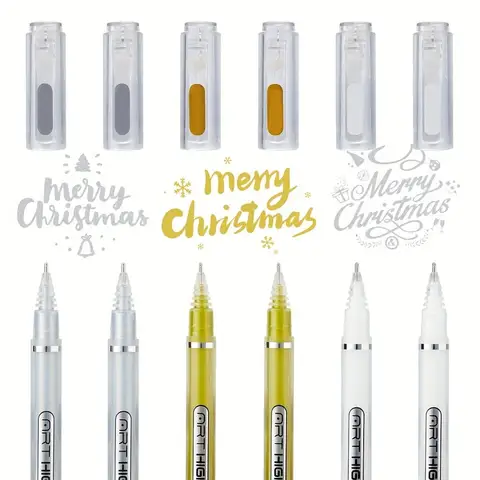 Juego de bolígrafos de Gel blanco, dorado y plateado, punta fina de 1mm, bolígrafos de tinta suave para dibujar, álbumes de recortes, arte DIY y hacer tarjetas, 3/6 Uds.