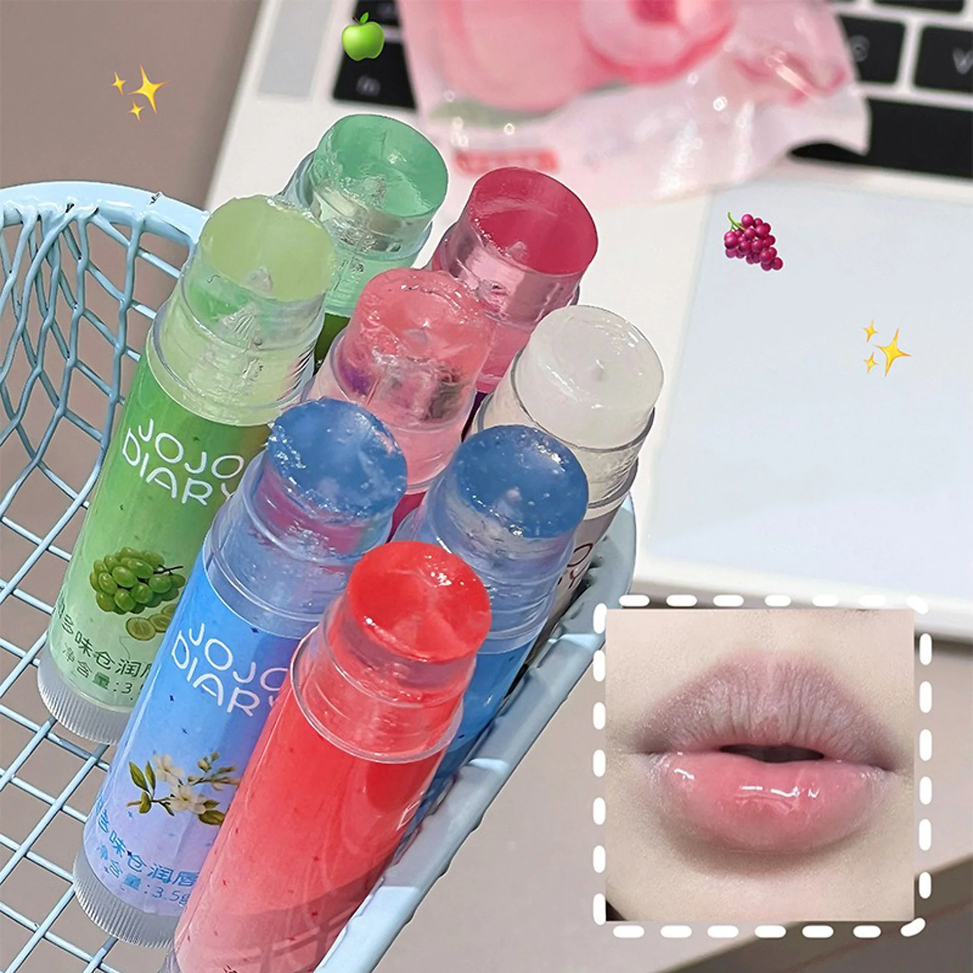 Jasmine Flower Hydrating Lip Balm Coconut Grape Apple Fruity Fresh Moisturizing Cream Anti Dryness Nourish Lip Care Jelly Gel