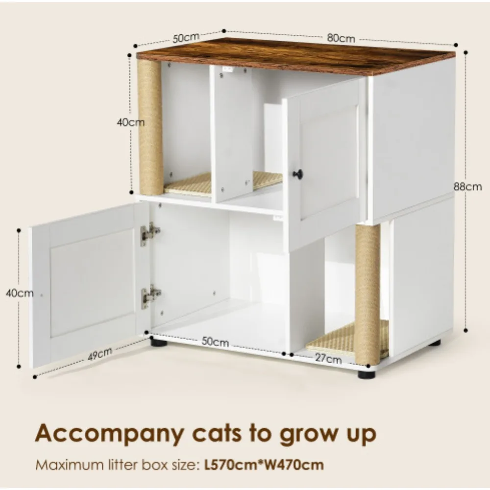 Double Cat Litter Box Enclouse,Cat Cage Pet Furniture With Shelve Indoor Cat House