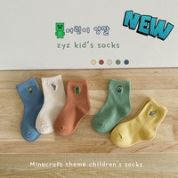 Minecraft Children's Socks 5pairs/Set Thin Creeper Steve Sword Chris Socks Cartoon Embroidery My World Cutton Socks Toys