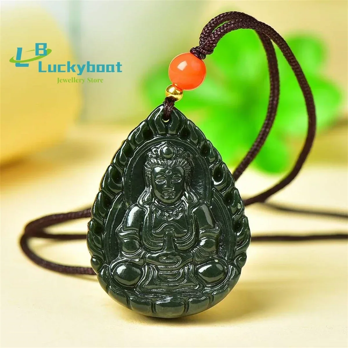 Natural Hetian Qingyu Flame Guanyin Pendant Simple and Personalized Exquisite Fashion Versatile for Men and Women