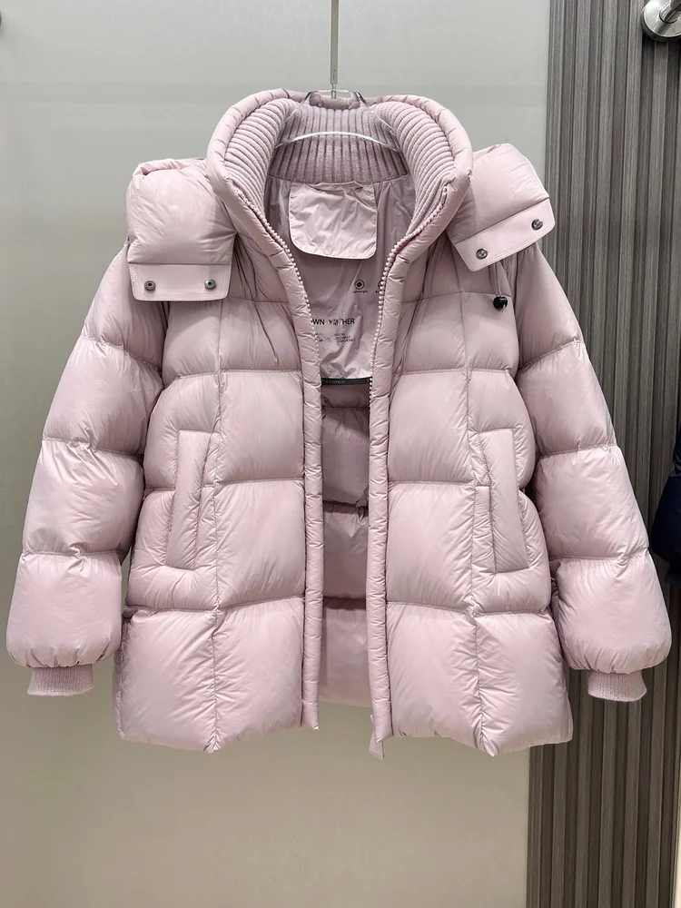 

Женская удлиненная куртка-пуховик из 95% белого утиного пуха, утепленная, объемная, в корейском стиле, для повседневной носки