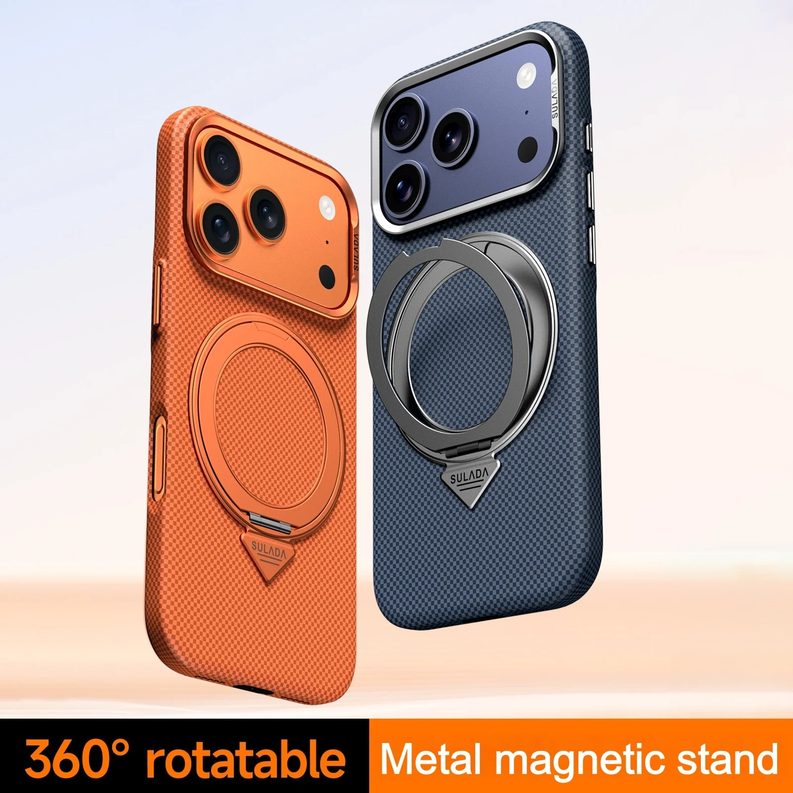 360 °   دوران المعادن المغناطيسي قوس كيفلر ألياف الكربون الحال بالنسبة آيفون 17 16 برو ماكس شحن لاسلكي مكافحة الإفلات غطاء وقائي