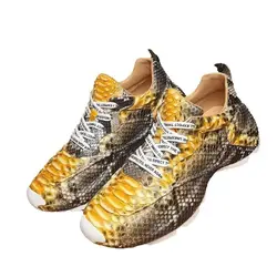 BATMO 2024 new arrival Fashion Snake skin causal shoes men,male Genuine leather sneakers pdd488