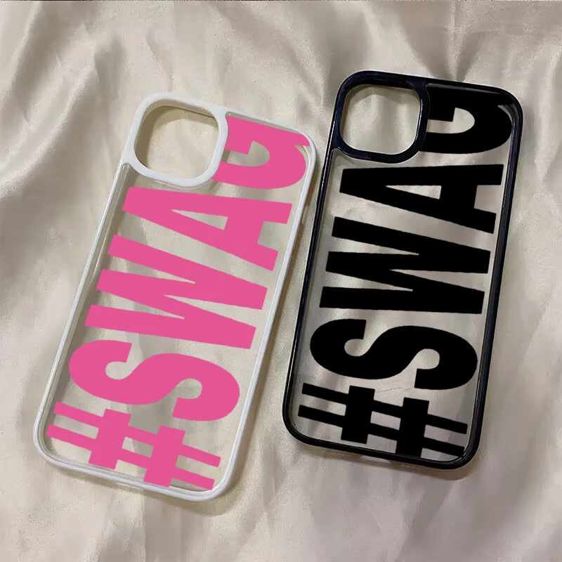Cover antiurto SWAG con lettere grandi per iPhone 16 15 Pro Max 14 13 11 12 Pro Max 17Air 16E X XR XS Max 7 8 Plus SE 2022