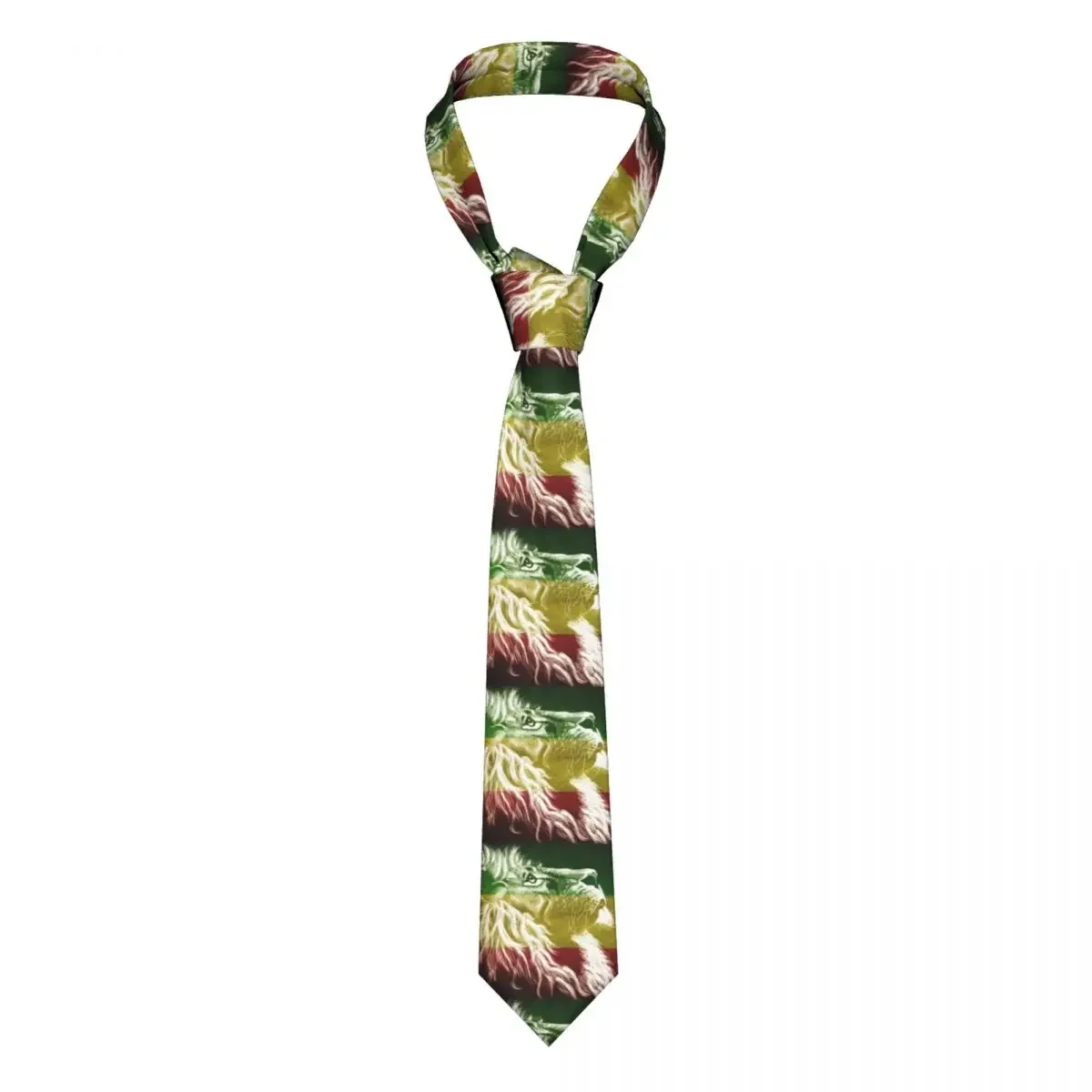 King Of Judah Rastafarian Rasta Lion Neck Ties Men's Personalized Silk Jamaica Flag Jamaican Proud Necktie for Office Cravat