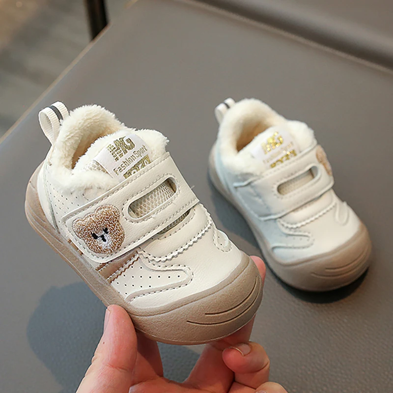 

Зимняя хлопковая обувь для детей, плюшевая теплая обувь из искусственной кожи для мальчиков и девочек, толстая теплая детская зимняя обувь из искусственного меха, хлопковая обувь