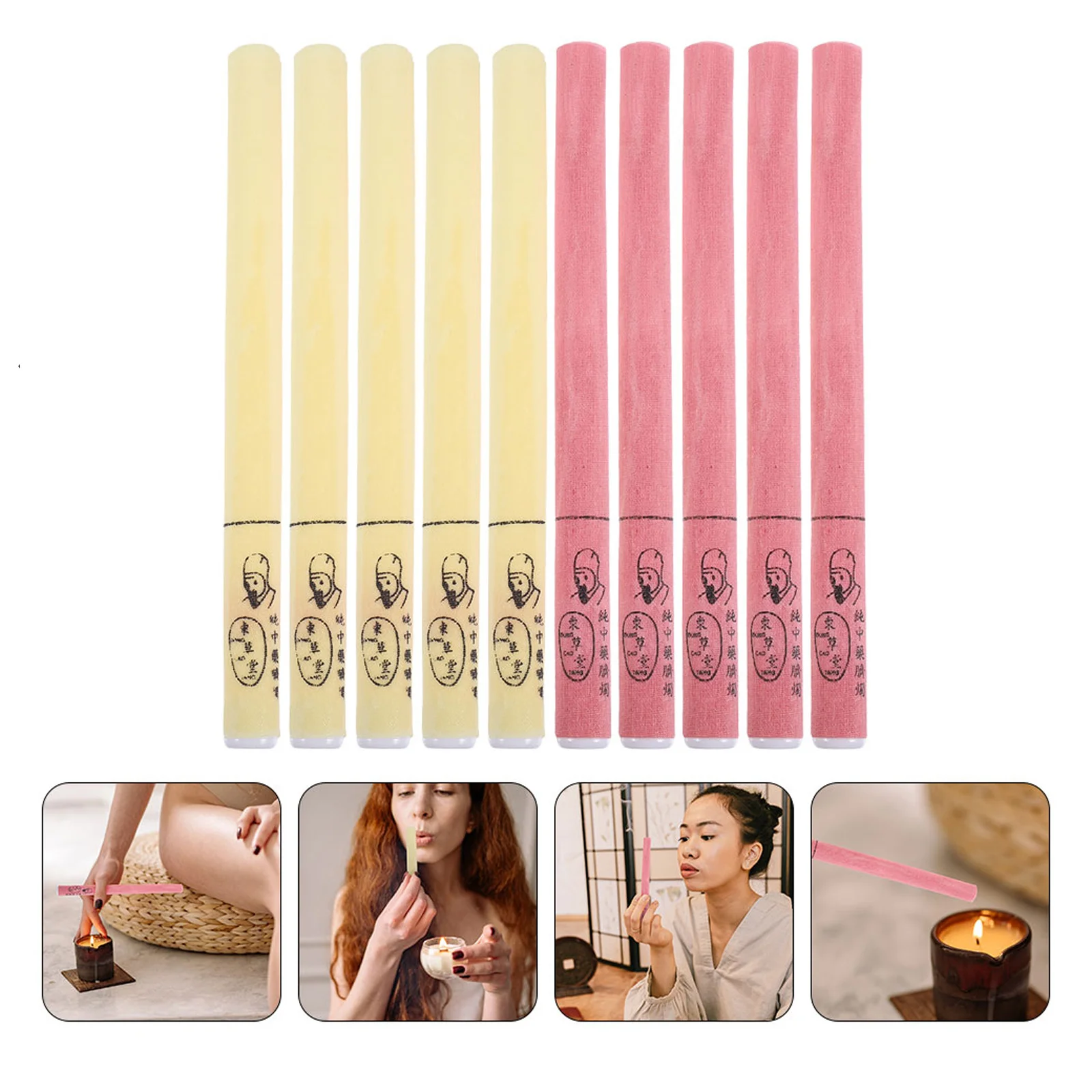 

10Pcs Moxibustion Sticks Mild Aromatherapy Moxa Roll for Belly Navel Body Relaxation Safe Comfortable Spa Supplies