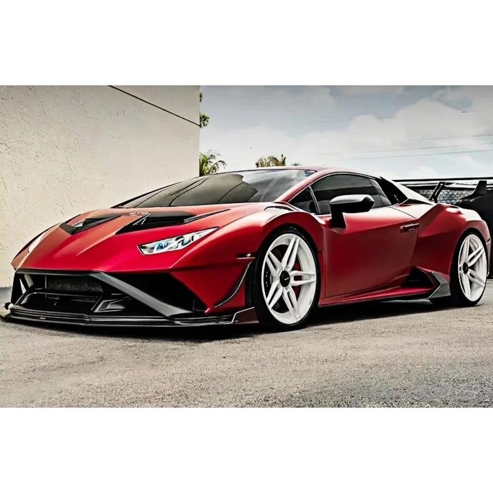 For Lamborghini Hurricane STO Modified V Style Dry Carbon Fiber Front Lip Side Skirt Decorative Wind Knife Small Surrounding Kit