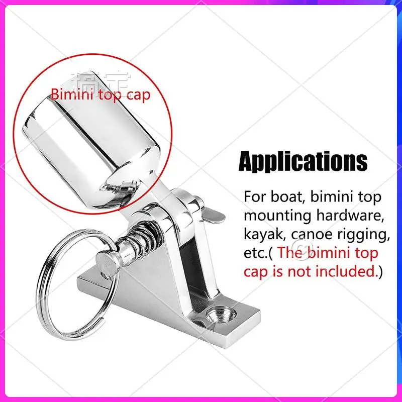 

NEW-1Set Bimini Top Deck Hinge With Quick Release Pin Bimini Top Fitting Hardware 90° Deck Hinge Silver