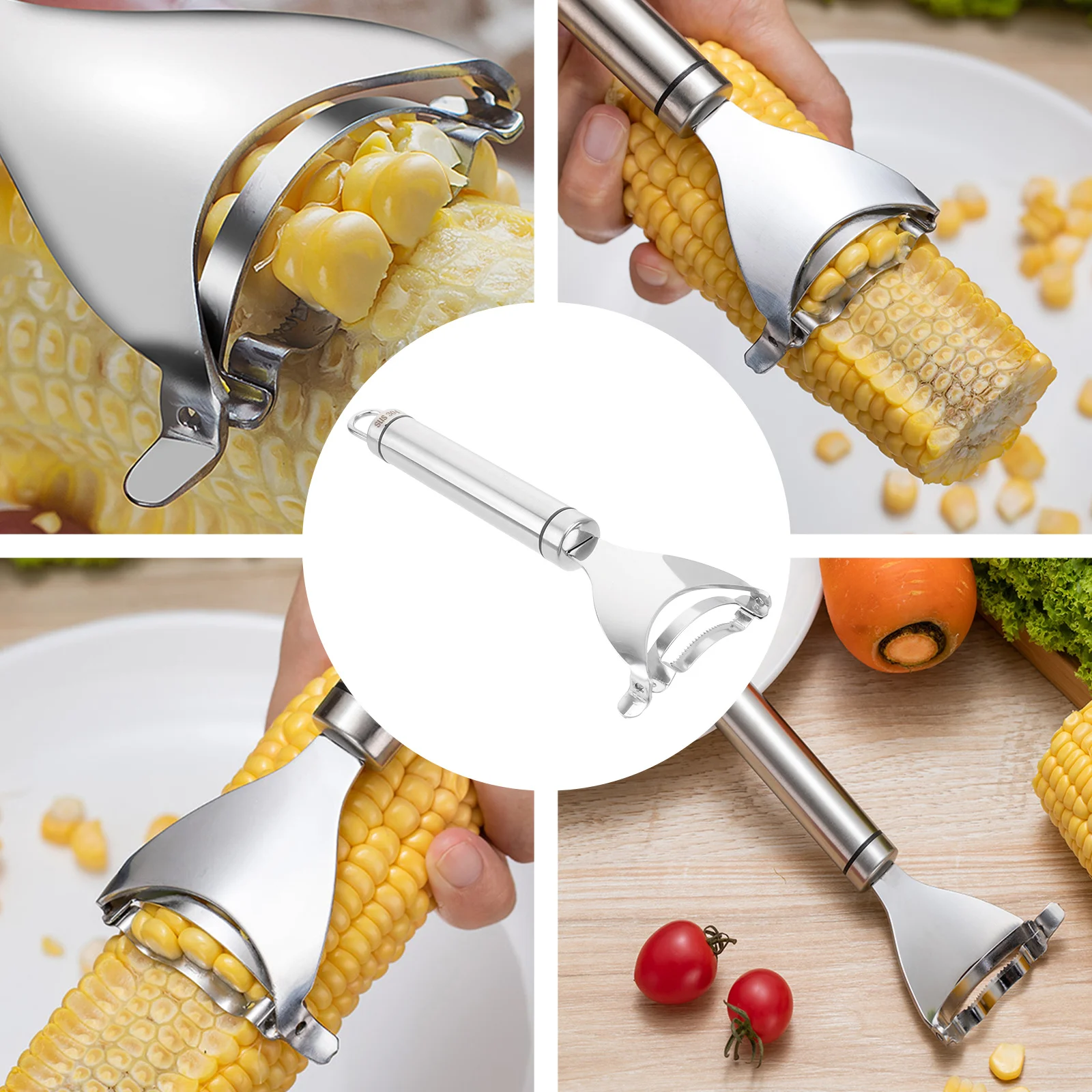 

Peeler Stainless Steel Kitchen Tool For Effortless Peeling Dishwasher Safe Corn Cutter Tool Sturdy Corn Stripper Kitchen