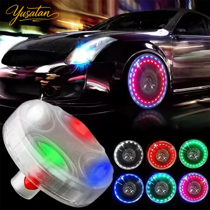 1pc Wheel Lights Cap 12 LED RGB Car Auto Solar Energy Flash Wheel Tire Light Lamp Decor 4 Modes LED Light Cap Cover Accessories
