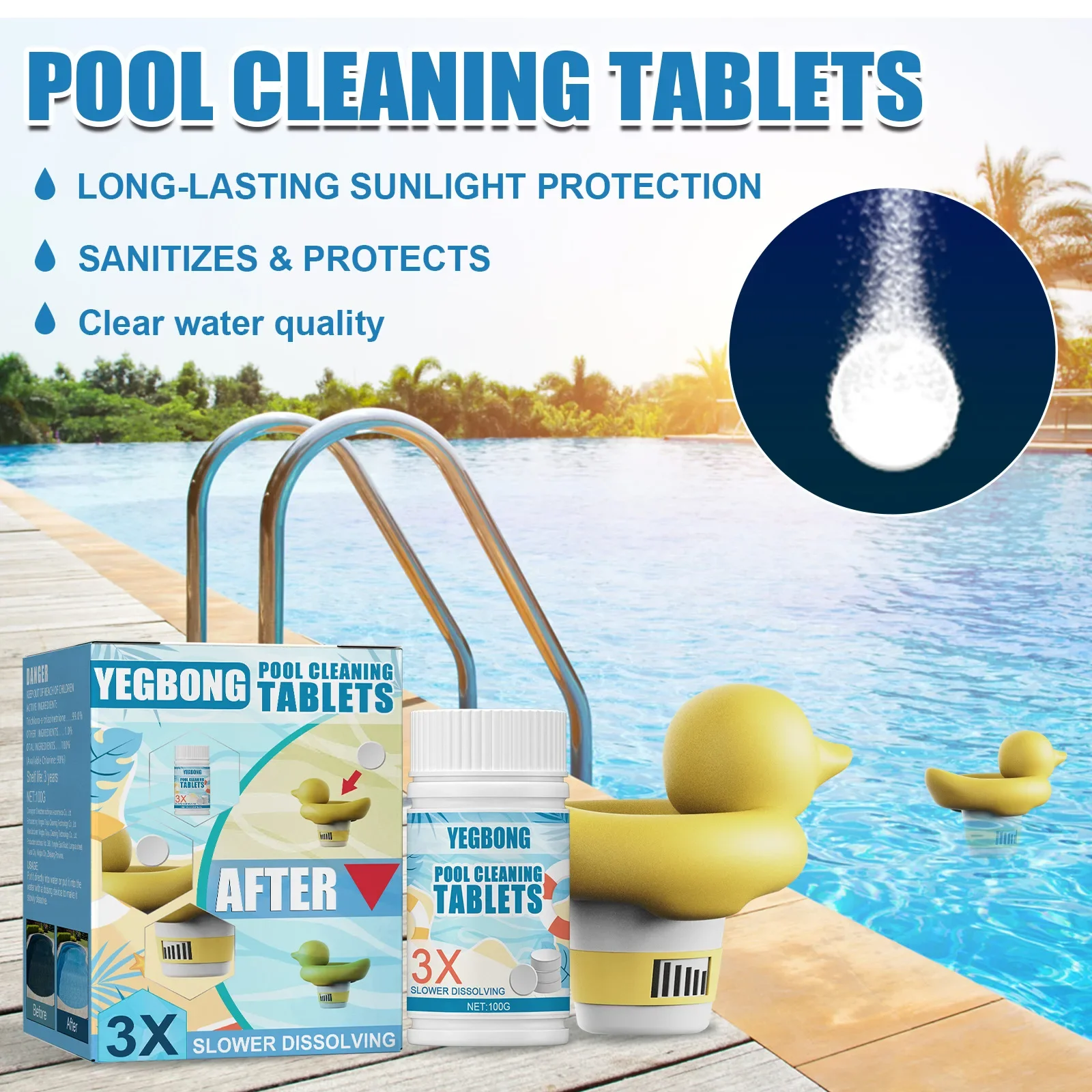 

Chlorine Floater Duck Floating Pool Dispenser Chlorine Tablet Floating Container For Large And Small Pools Hot Tub SPA Purified