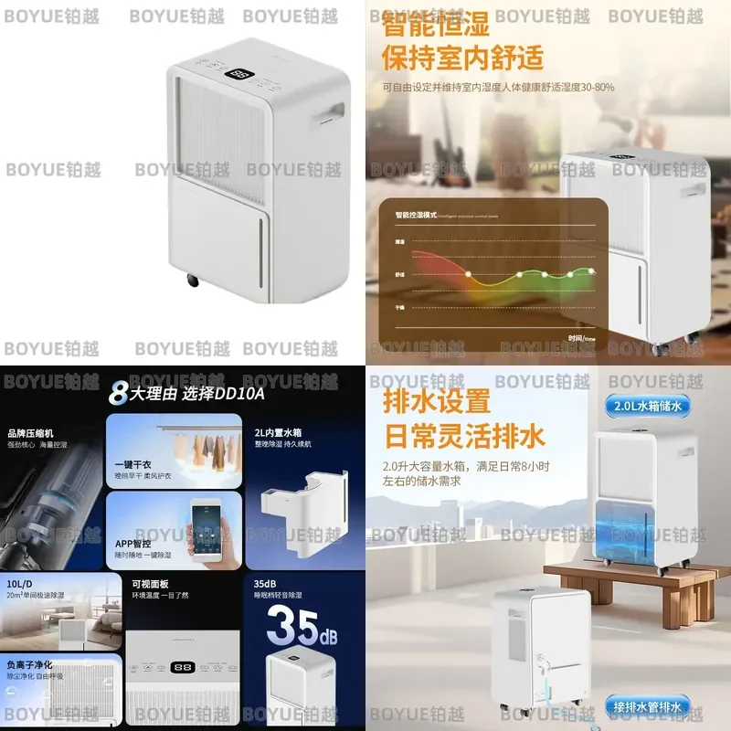 High Efficiency Dehumidifier for Home Basement Low Noise Air Purifier Removes Humidity Quiet Operation Compact Design