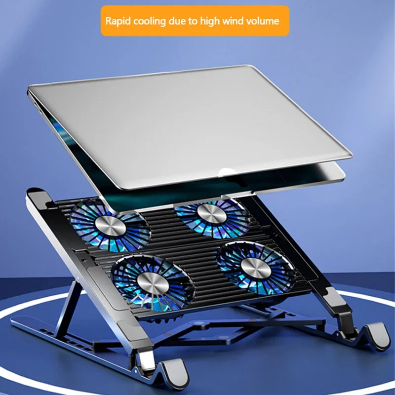 New Laptop Cooler Base Stand Foldable Laptop Cooling Pad Portable Adjustable Notebook Stand for 13-17.3 Inch with 4 Fans