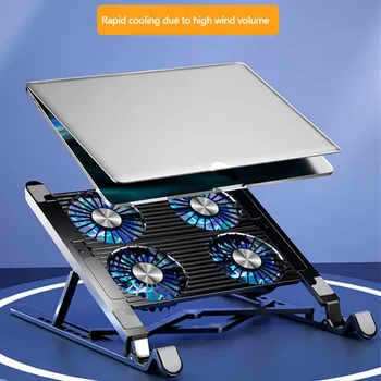 Nuevo soporte Base para enfriador de ordenador portátil, almohadilla de enfriamiento plegable para portátil, soporte ajustable para portátil de 13-17,3 pulgadas con 4 ventiladores 1