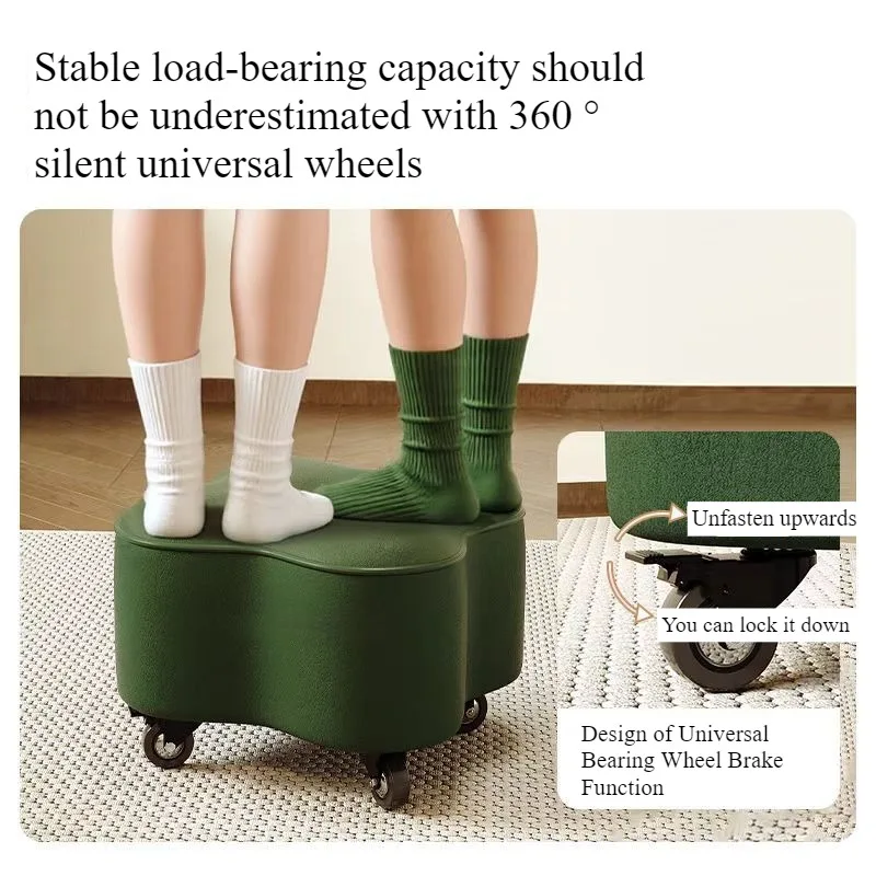 Universal wheel small stool household low stool solid wood back chair with pulley sitting stool coffee table yo bench shoe