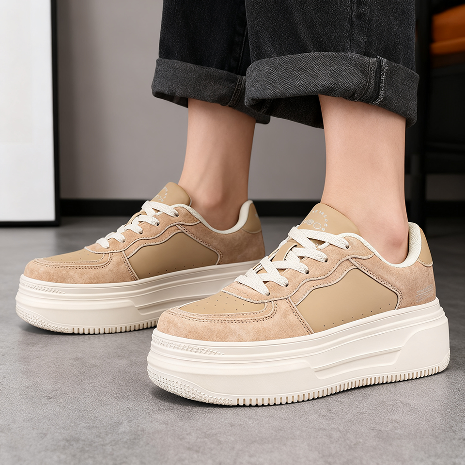  Baasploa Women Walking Platform Sneakers Fashion Leather Casual Thick Soled Shoes Female Comfort Skateboarding Shoes Non-Slip 