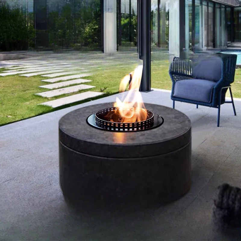 Circular alcohol fireplace outdoor real match villa embedded decorative cabinet heater