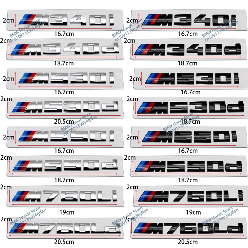 Car 3D ABS Trunk Letters Logo Badge Emblem Decal Sticker For BMW M340I M340D M530I M530D M550I M550D M760LI M760LD E39 E60 E61