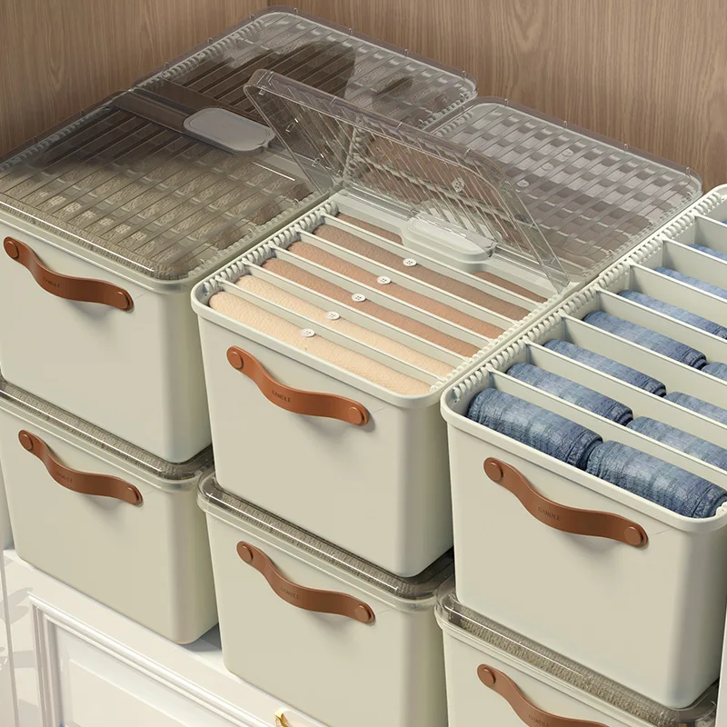 

PP Clothes Trousers Storage Organizers Box Sorting Clothes Storage Box Drawer Compartment Box Household Wardrobe Layered Basket