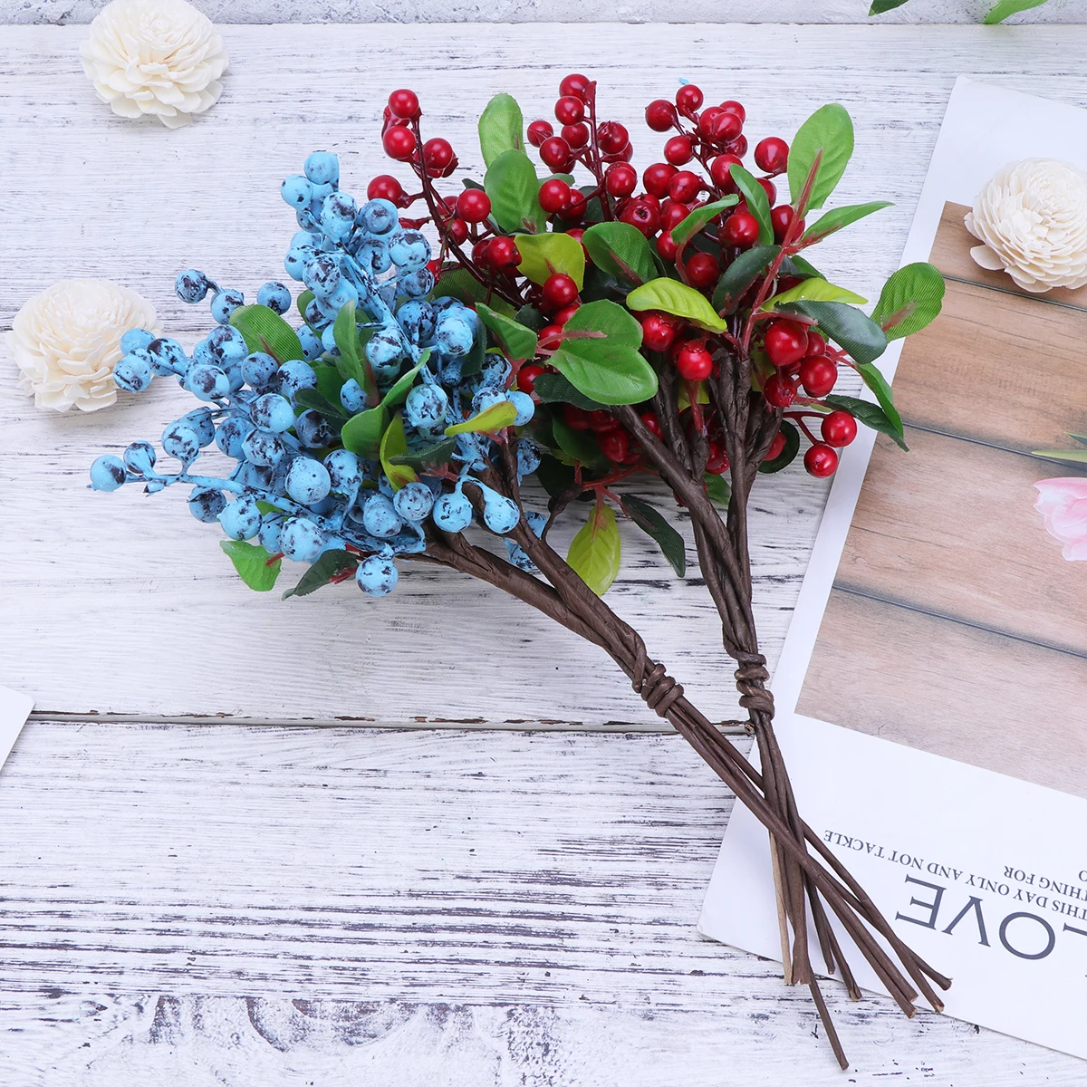 

10pcs Simulated Blueberry Berries Decor Lifelike Artificial Fruit Picks For Christmas Wedding Home Party Diy Craft Berry