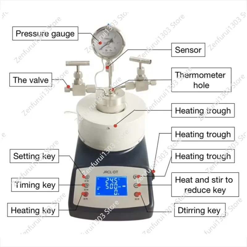 

25ML High pressure temperature Autoclave Reactor with magnetic stirrer 10Mpa 304 Stainless Steel Reaction Kettle