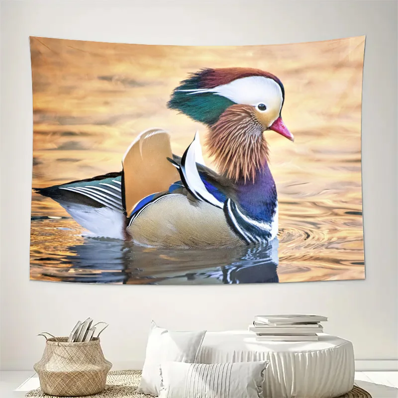 Luxury Mallard Duck Tapestry Wall Hanging Bohemian Safari Animal Print Tropical Nature Mural Art Poster for Living Room Decor Ho