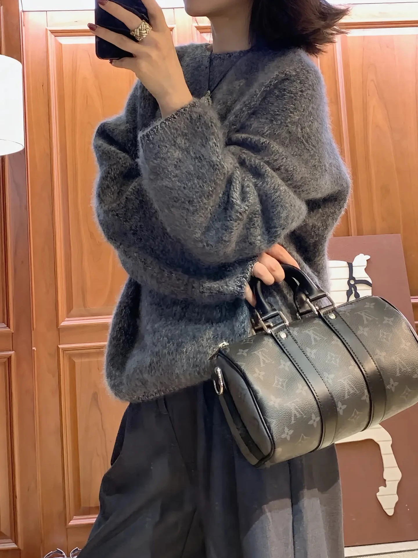 

Мягкий кашемировый свитер с восковой начесом, серая 7-контактная толстая вязаная пряжа с круглым вырезом, пальто для ленивого осени и зимы, новый стиль