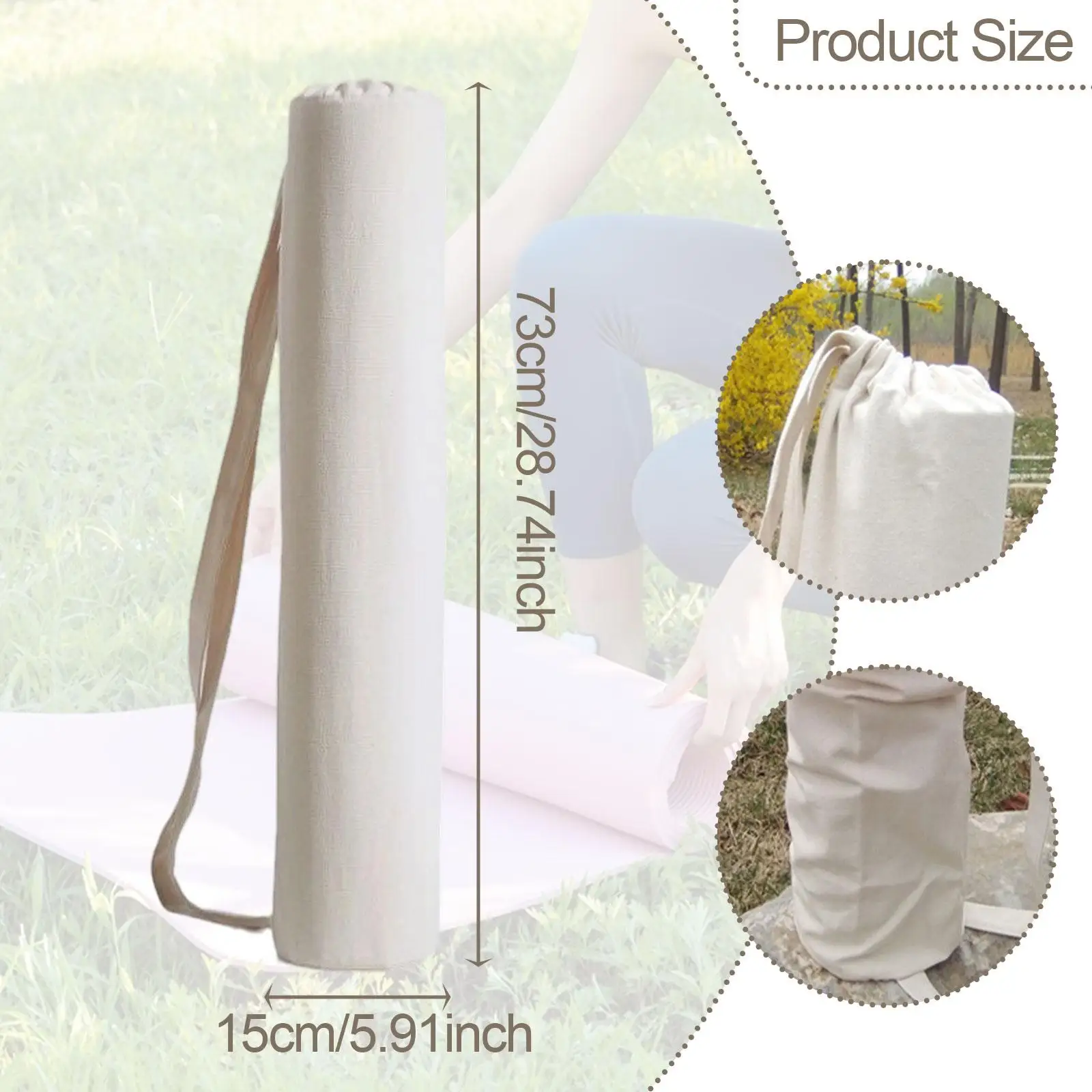 

Canvas Yoga Mat Bag with Drawstring Closure Multifunctional Mat Carrier Tote Sports Gym Holder for Travel and Exercise