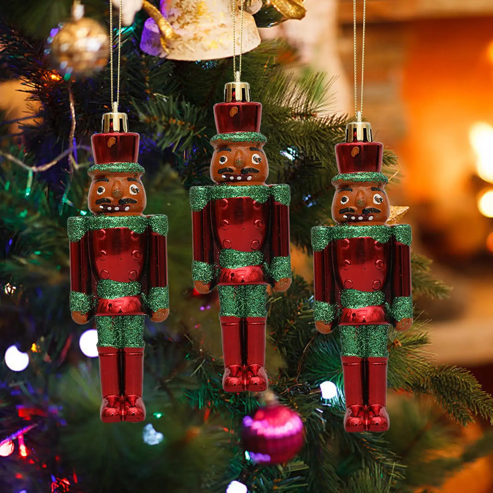 3 Pieces Christmas Tree Nutcracker Pendants Christmas Decoration Party Decor Collectible Creative Charm Sculpture for Holiday