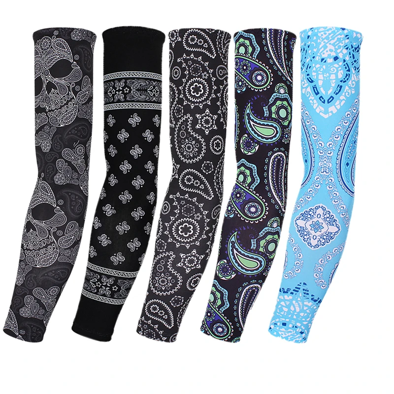 Sports Arm Sleeve 2PCS Men Women Paisley Cycling Arm Warmer Tattoo Sleeve Summer Running Basketball UV Protection Ice Fabric