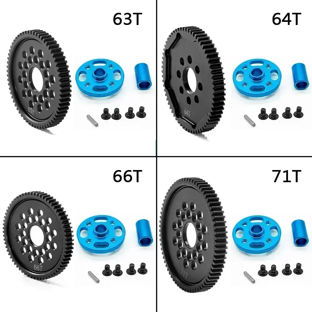 

Metal 63T 64T 66T 68T 71T 54500 Spur Gear and Gear Mount High Speed Gear Set for TT-02 TT02 1/10 RC Car Upgrade Parts