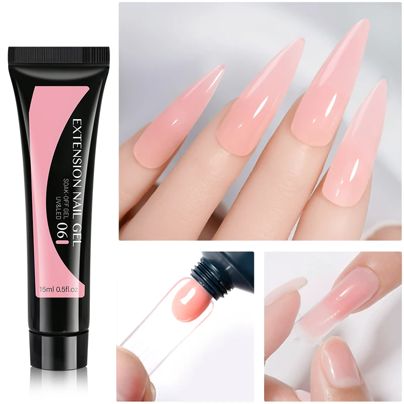 

15ml Nail Extension Gel Bright White Pink Nude Extension Nail Finger Semi Permanent Soak Off UV Gel Nail Polish Prolong