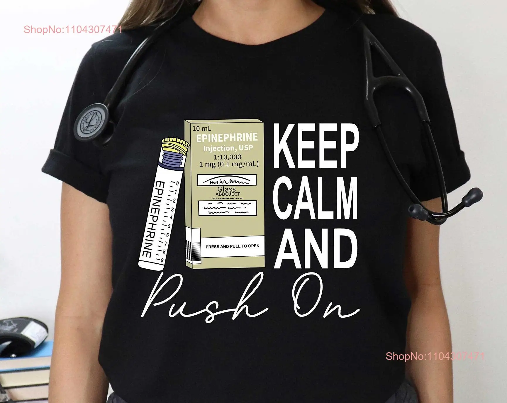 Keep Calm And Push On T Shirt ICU Nurse Intensive Care Unit RN Crna Propofol Medical Critical Pharmacology