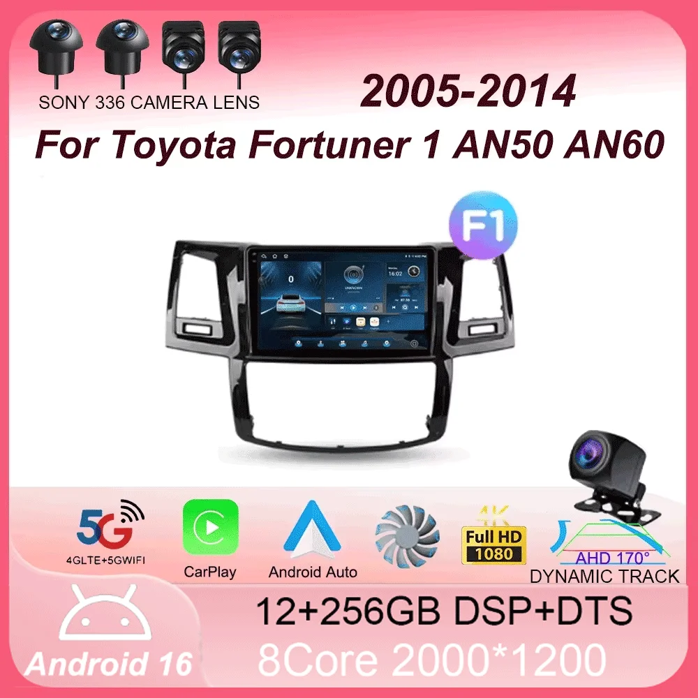 

Автомагнитола Android 16 для Toyota Fortuner 1 AN50 AN60 HILUX Revo Vigo 2005-2014 с GPS-навигацией, мультимедиа, видеоплеером и Bluetooth