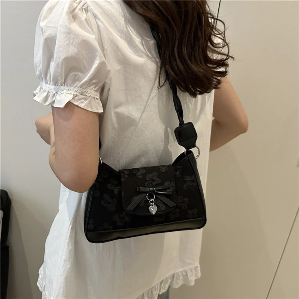 

Elegant Korean Bow Crossbody Bag Luxury Small Bow Shoulder Bag Sweet PU Leather Women's Handbags Girls