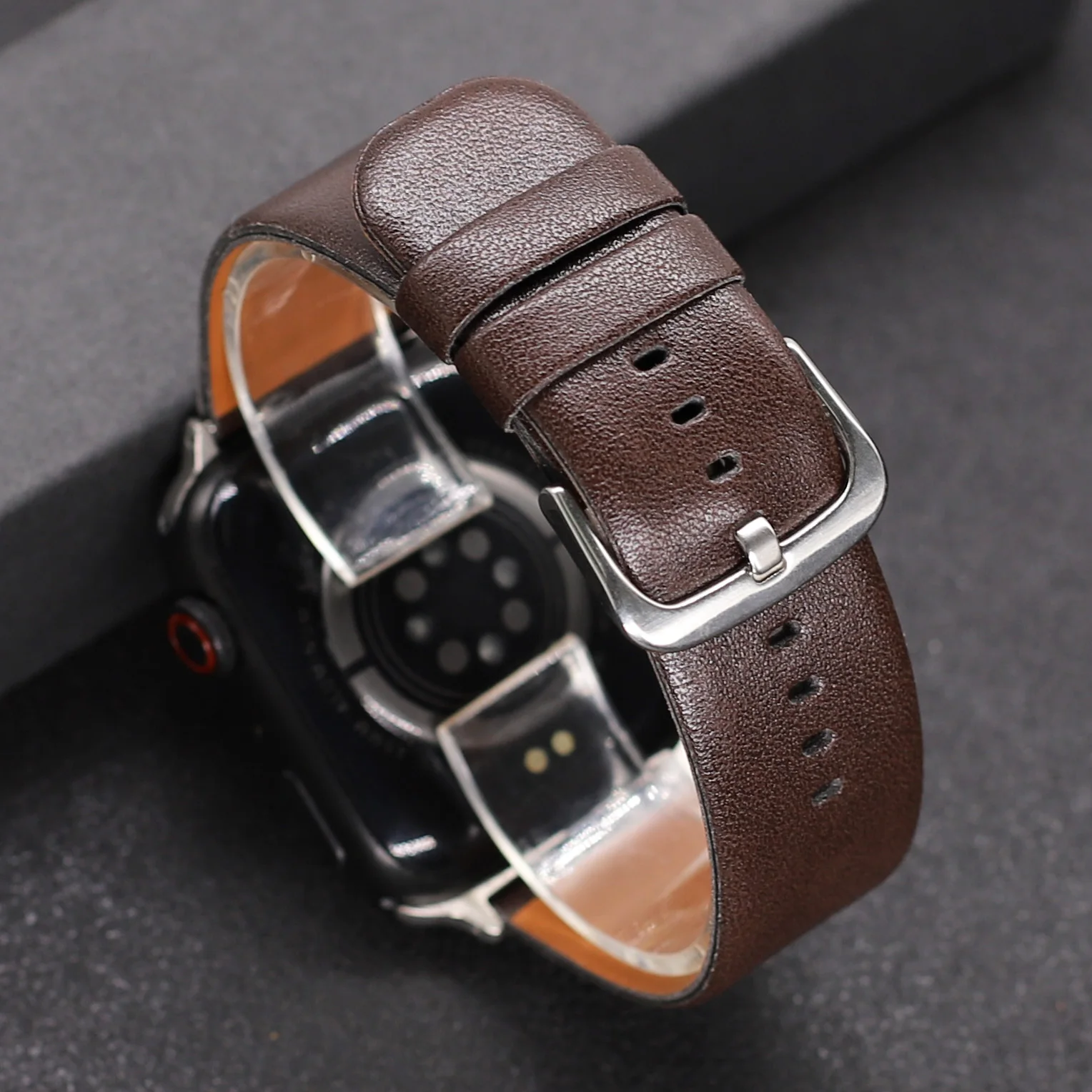 Ремешок из ПУ кожи для Apple Watch Band 49 мм 46 мм 44 мм 45 мм 42 мм 40 мм 38 мм 41 мм, повседневный мужской и женский браслет iWatch 10/9/8/7/6/5/4/Ultra