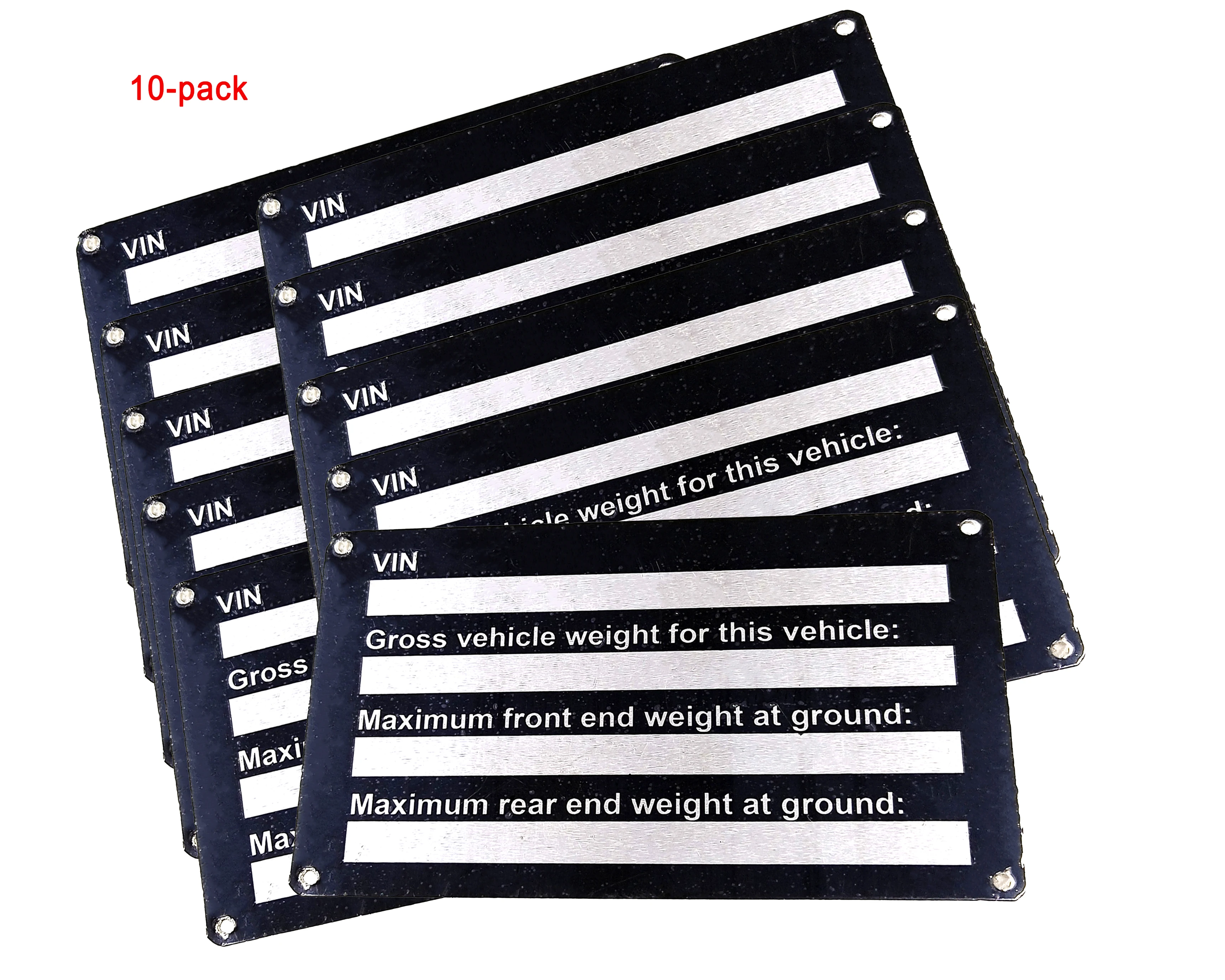 10-PACK VEHICLE TRUCK BOAT Trailer Blank VIN & Weight AXLE Chassis Plate 120mm x 70mm Identification Number