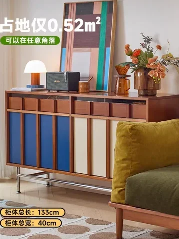 Nordic solid wood dining side cabinet Middle antique sofa side cabinet Bauhaus living room living room wall locker household