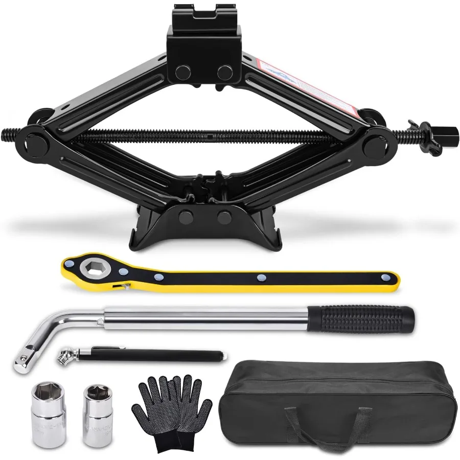 

Car Jack Kit Scissor Jack for Car 1.5 Ton 3307 lbs Scissor Jack Kit Universal Car Emergency Kit with Lug Wrench Tire Changing K