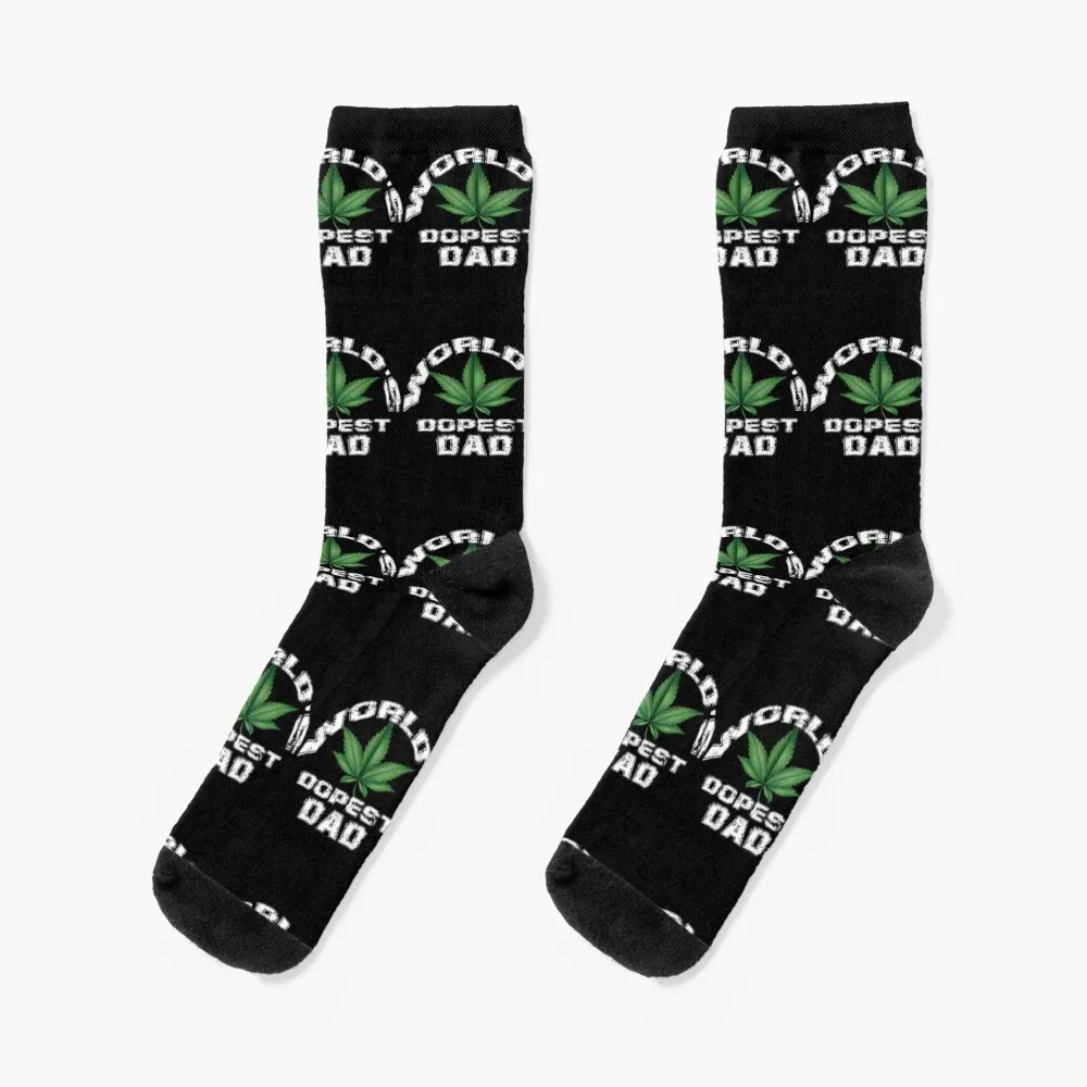 

World's Dopest Dad - Dads Who Smoke Weed - Stoner Dad Gift - Father's Day Funny for Dad Socks Novelties Socks Ladies Men's
