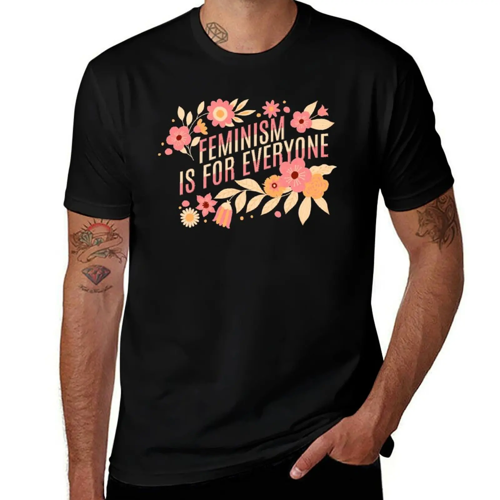 Feminism Is For Everyone Groovy Floral T-Shirt Casual Streetwear Short Sleeve Tee