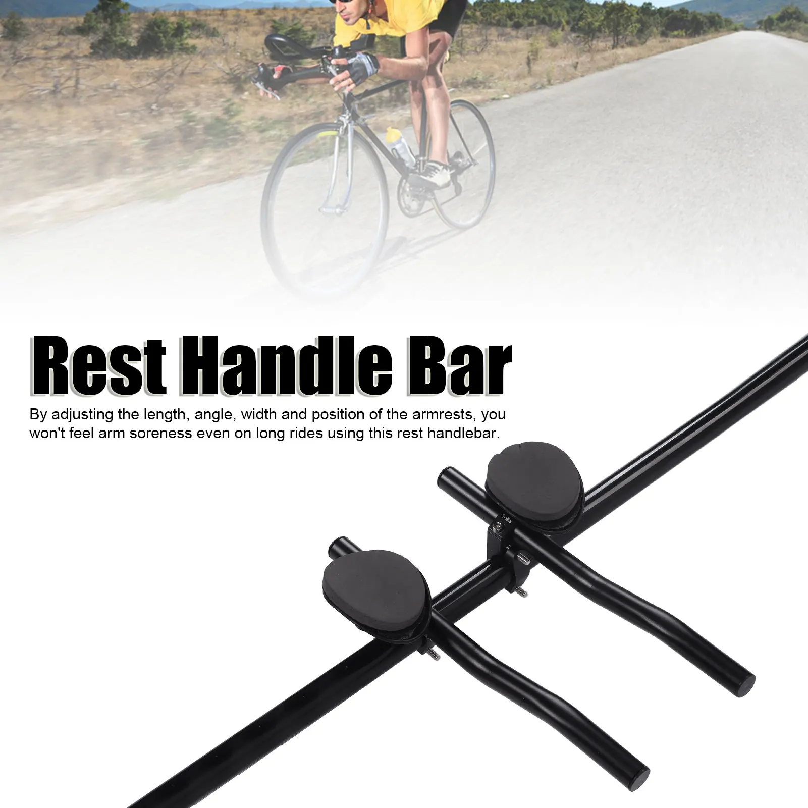 Split Rest Handlebar Aluminum Alloy  Armrest  Relax Bar with Sponge Pad for Long Distance Riding Rest Handle Bar