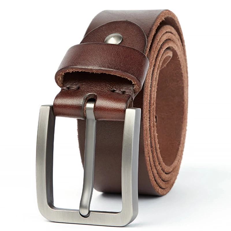 

Natural Genuine Cow Leather Belt for Men Sturdy Steel Buckle Original Leather Male Belt Suitable for Jeans Casual Pants